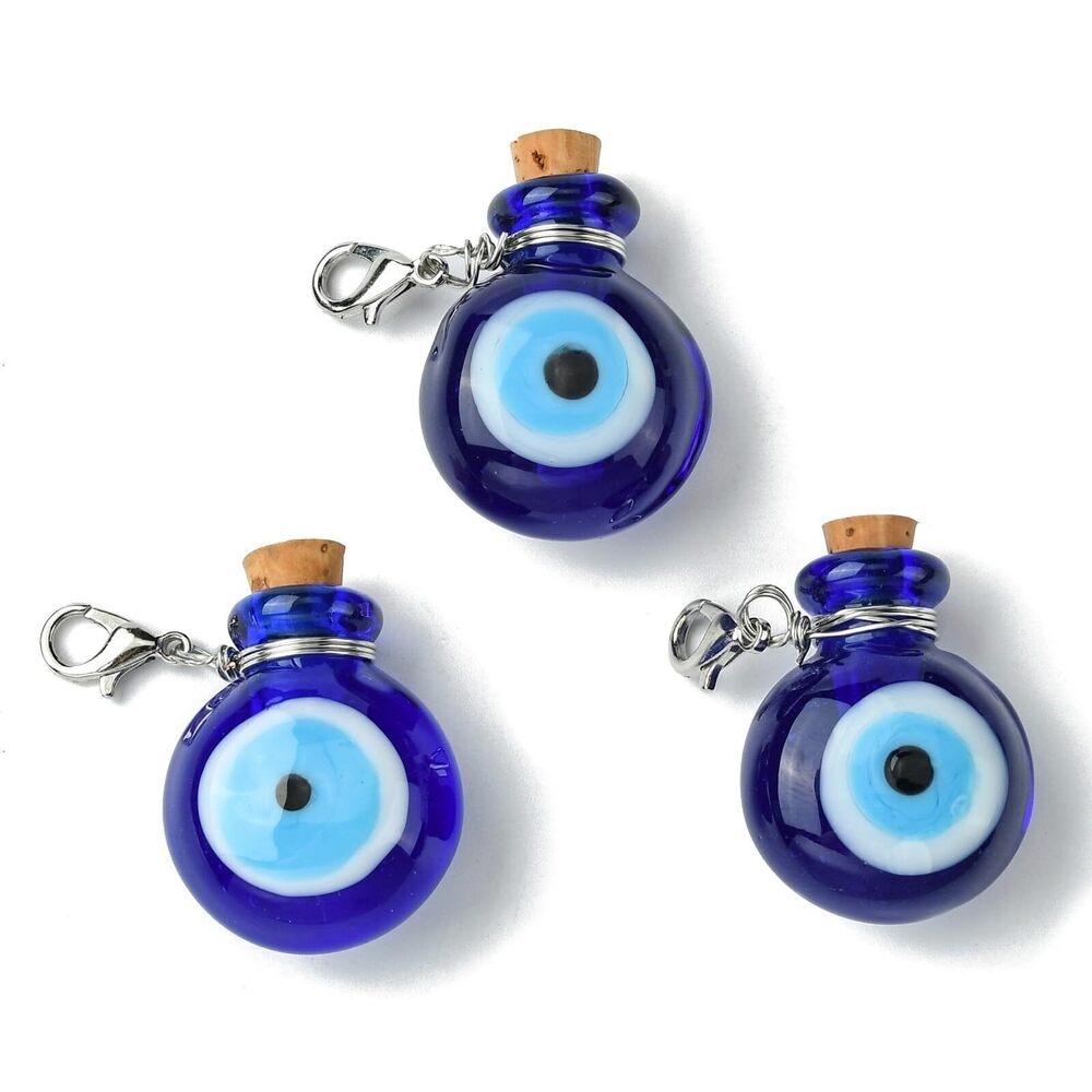 4856 4Pcs Handmade Evil Eye Lampwork Pendant Turkish Blue Glass Evil Eye
